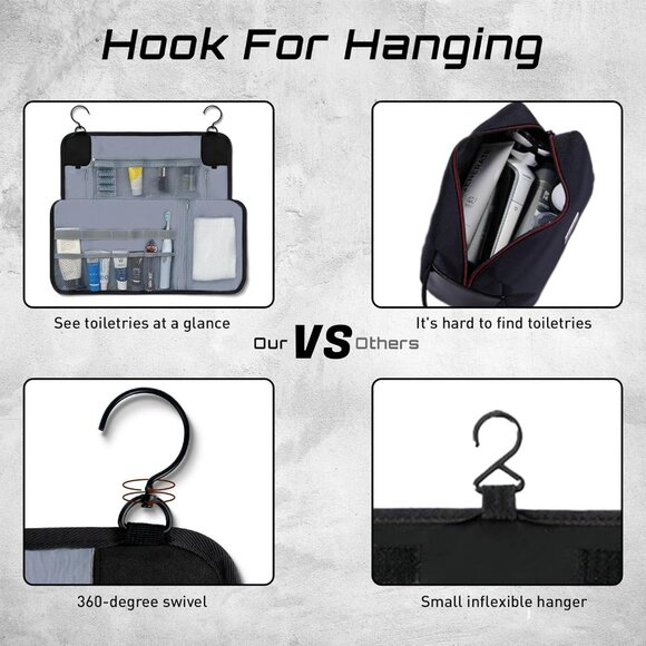 NWT Hanging Travel Toiletry Bag  Black or Brown - Picture 5 of 9